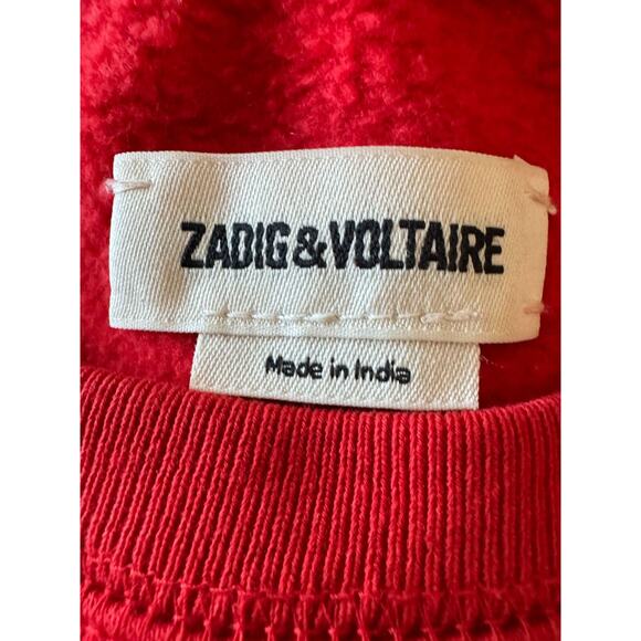 Zadig & Voltaire Red Cotton Sweatshirt Silver Skull SZ L NWOT - Picture 4 of 4